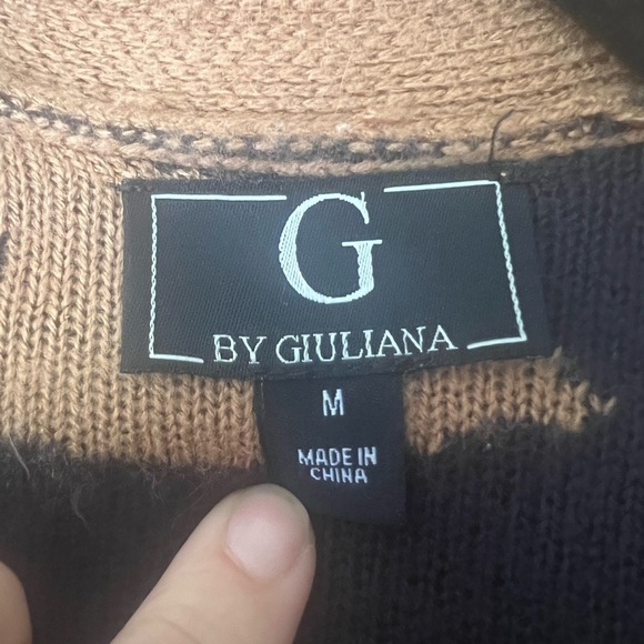 G by Giuliana Caramel Long Cardigan Sweater with hearts - Picture 4 of 4